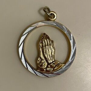 Vintage Avon Mary and Baby Pin, and Praying Hands Pendant